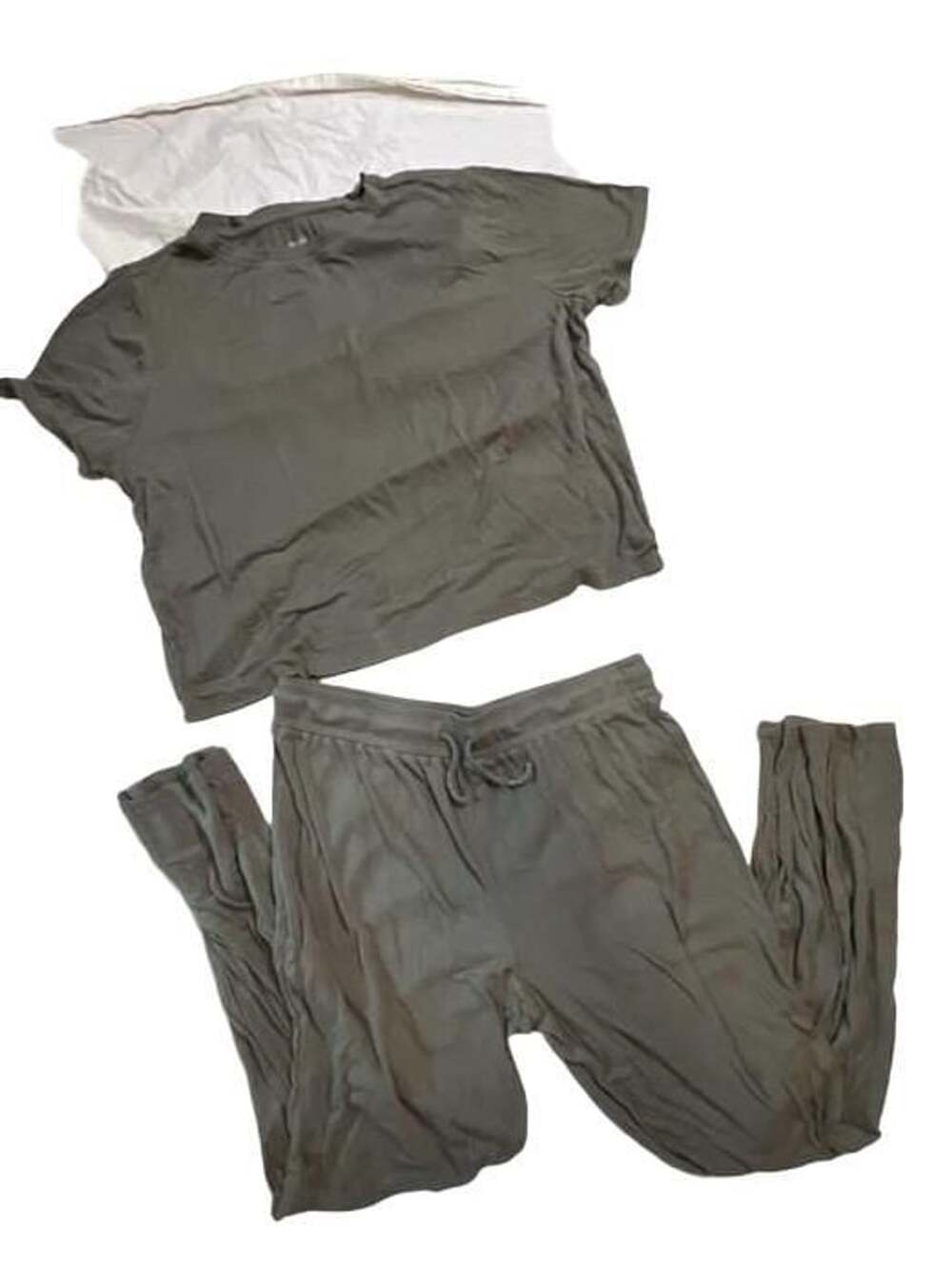 Nuuds Lounge Set Size L Olive Green Ribbed Top and Pants